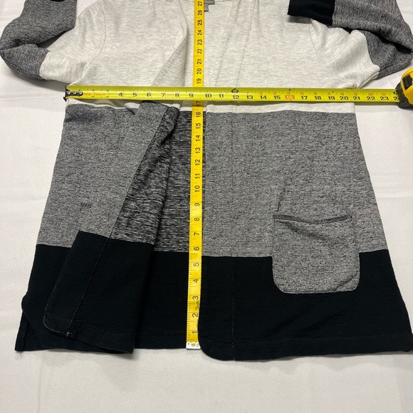 Talbots Open Front Cardigan in Black, Gray, and White Cotton ColorBlock Women L - Picture 5 of 9